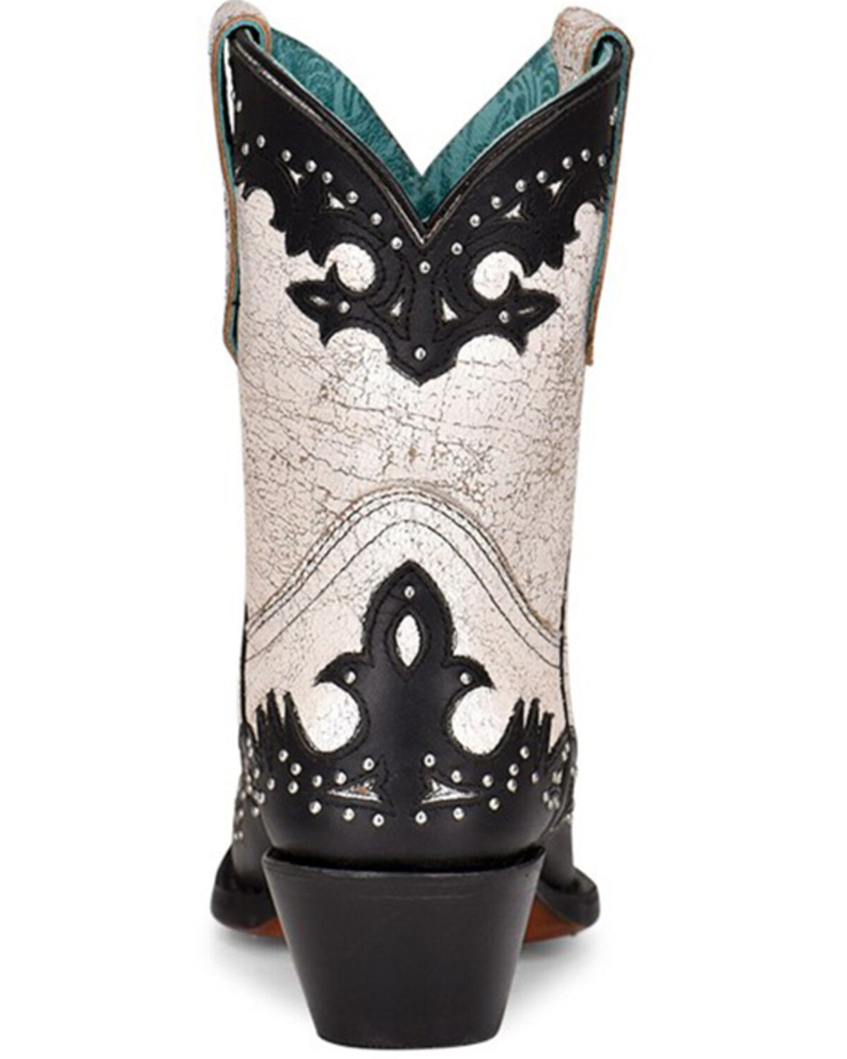 Image #4 - Corral Women's Black Overlay & Studs Western Boots - Round Toe, Black/white, hi-res