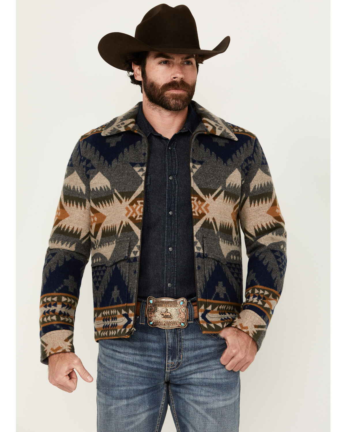 Image #1 - Pendleton Men's Colton Printed Zip Jacket, Grey, hi-res