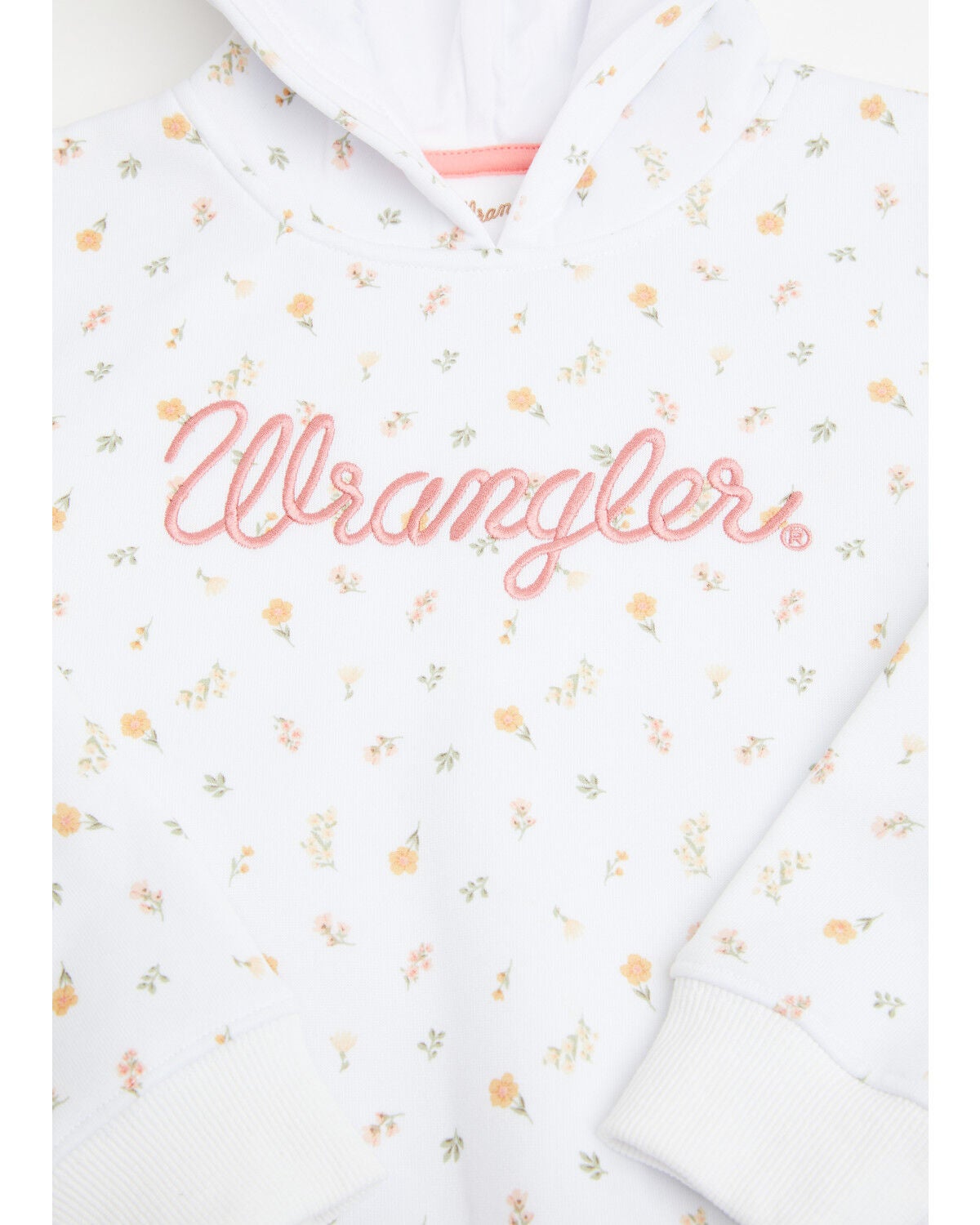Image #2 - Wrangler Toddler Girls' Flower Print Logo Hoodie, White, hi-res