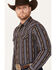 Image #2 - Cody James Men's Deluxe Striped Print Long Sleeve Snap Flannel Shirt, Brown, hi-res