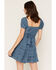 Image #4 - Ash & Violet Women's Bow Trim Short Sleeve Mini Dress, Teal, hi-res