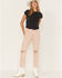 Image #1 - Cleo + Wolf Women's Distressed High Rise Straight Jeans, Peach, hi-res