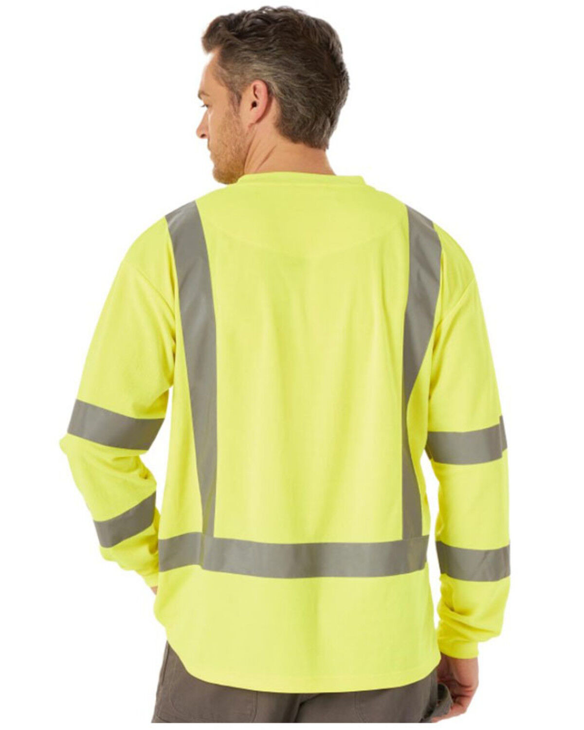 Image #2 - Wrangler Riggs Men's Safety High Visibility Long Sleeve Work T-Shirt, Yellow, hi-res