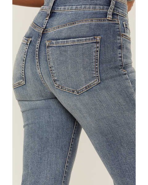 Image #4 - Sneak Peek Women's Vintage High Rise Release Hem Flare Jeans, Blue, hi-res