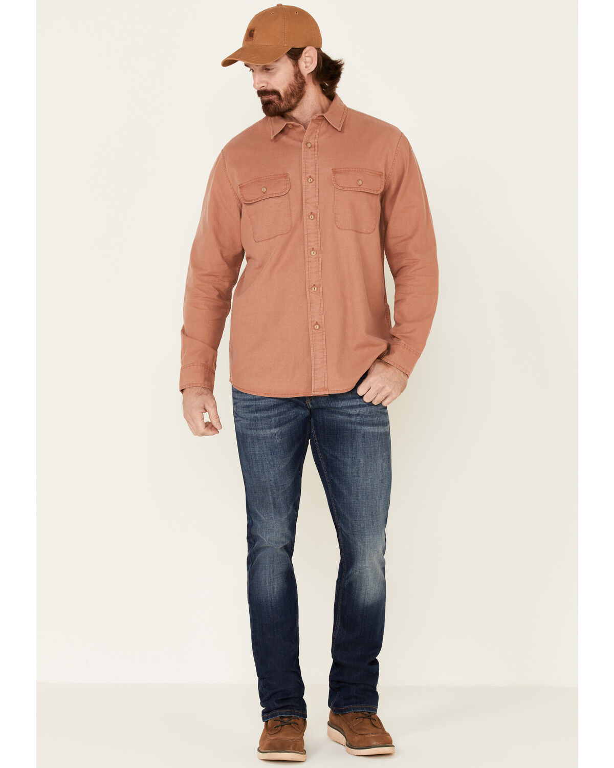 Image #2 - Pendleton Men's Rust Beach Shack Solid Long Sleeve Western Shirt, Rust Copper, hi-res