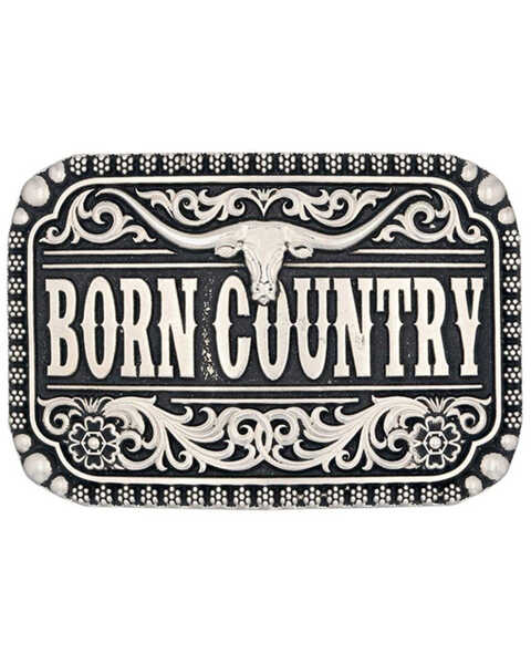 Montana Silversmiths Born Country Attitude Belt Buckle, Brass, hi-res