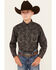 Rock & Roll Denim Boys' Paisley Print Long Sleeve Snap Western Shirt , Black, hi-res