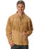 Image #1 - Scully Men's Fringed Boar Suede Leather Long Sleeve Western Shirt, Tan, hi-res