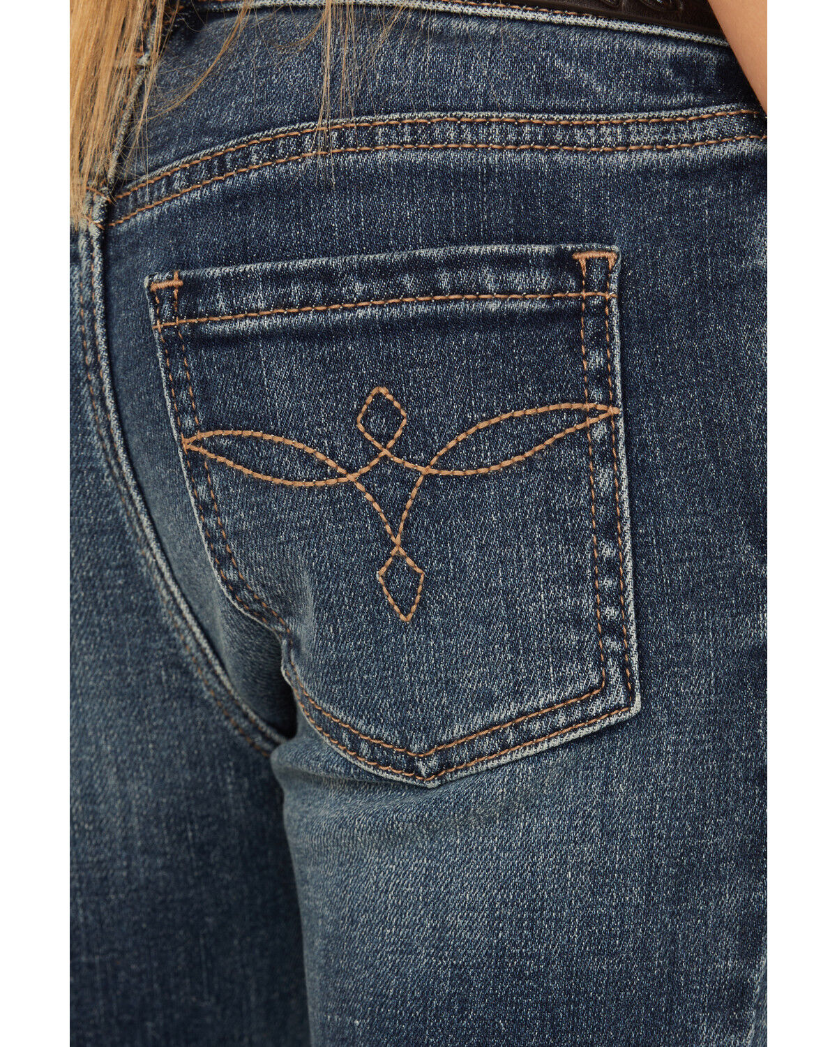 Image #4 - Shyanne Little Girls' Althea Floral Embroidered Flare Stretch Denim Jeans, Medium Wash, hi-res