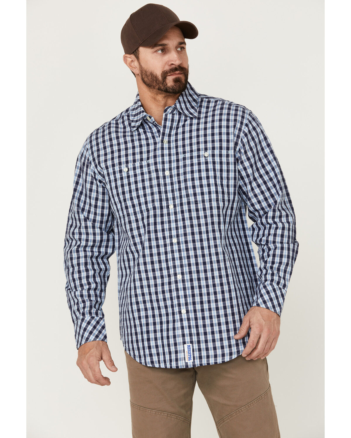 Image #1 - Resistol Men's Haven Small Plaid Print Long Sleeve Button Down Western Shirt, , hi-res