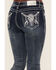 Image #2 - Grace In LA Women's Medium Wash Sequin Cow Skull Mid Rise Bootcut Stretch Denim Jeans, Medium Wash, hi-res