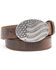 Image #1 - Cody James Men's Brown American Flag Oval Western Buckle Belt , , hi-res