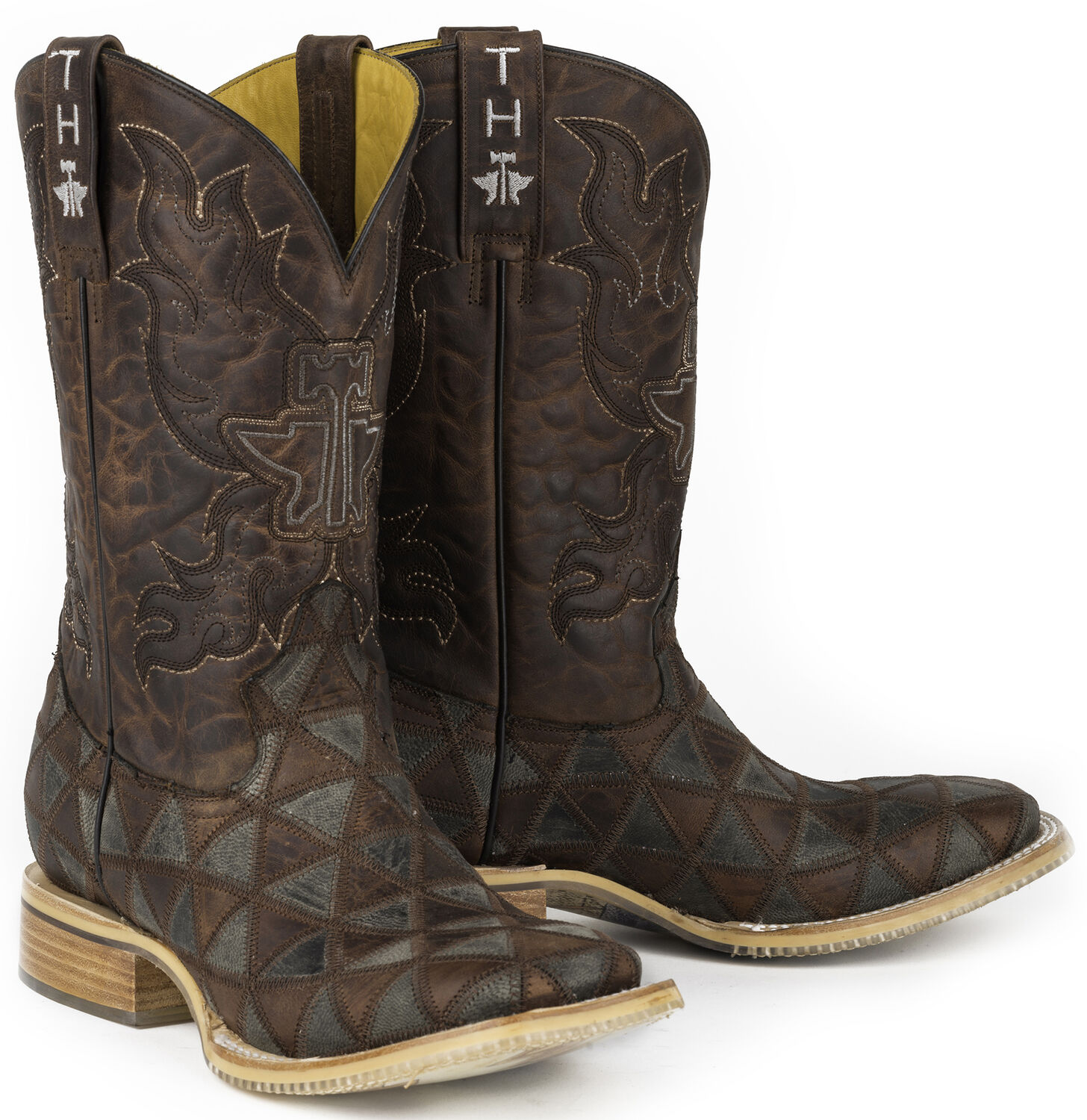 Image #3 - Tin Haul Men's Triangles Western Boots - Square Toe, Brown, hi-res