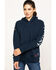 Image #1 - Ariat Women's FR Primo Fleece Logo Hooded Sweatshirt, Navy, hi-res