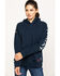 Image #1 - Ariat Women's FR Primo Fleece Logo Hooded Sweatshirt , Navy, hi-res