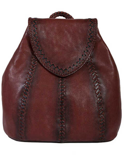 Image #1 - Scully Women's Whip Stitch Leather Backpack , Brown, hi-res