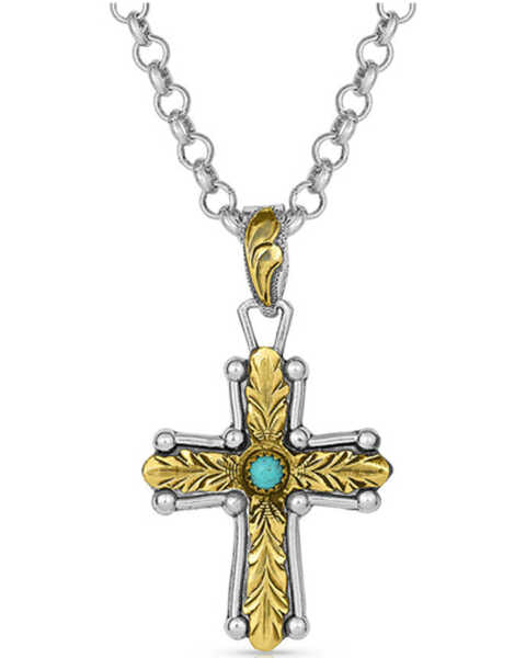 Image #1 - Montana Silversmiths Women's At The Center Of Faith Cross Necklace, Silver, hi-res