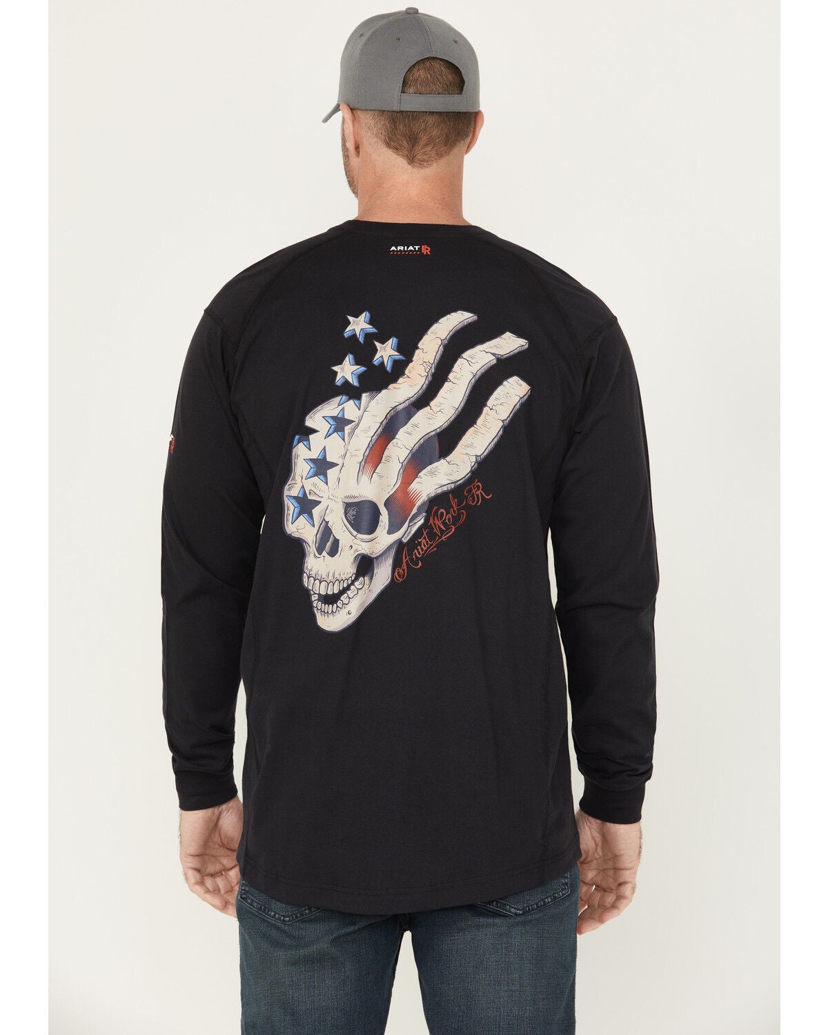 Ariat Men's FR Air USA Scream Long Sleeve Work T-Shirt, Black, hi-res