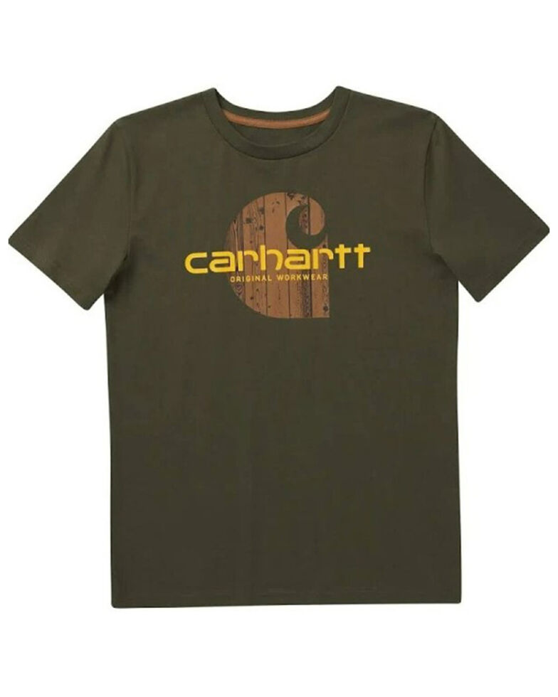 Carhartt Boys' Woodgrain C T-Shirt, Olive, hi-res
