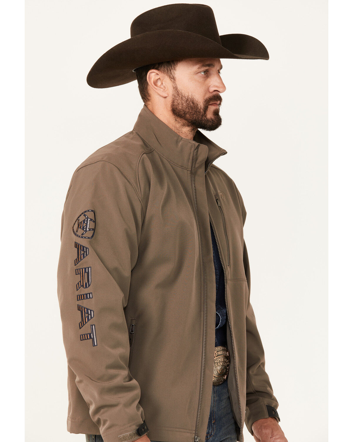 Image #2 - Ariat Men's Logo 2.0 Softshell Jacket - Big, Taupe, hi-res
