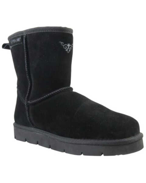Superlamb Women's Argali 7.5" Suede Leather Pull On Casual Boots - Round Toe , Black, hi-res