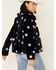 Hem & Thread Women's Navy Star Print Faux Fur Jacket , Navy, hi-res