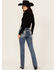 Image #1 - Grace In LA Women's Medium Wash Geo Print Embroidered Mid Rise Bootcut Stretch Denim Jeans, Medium Wash, hi-res