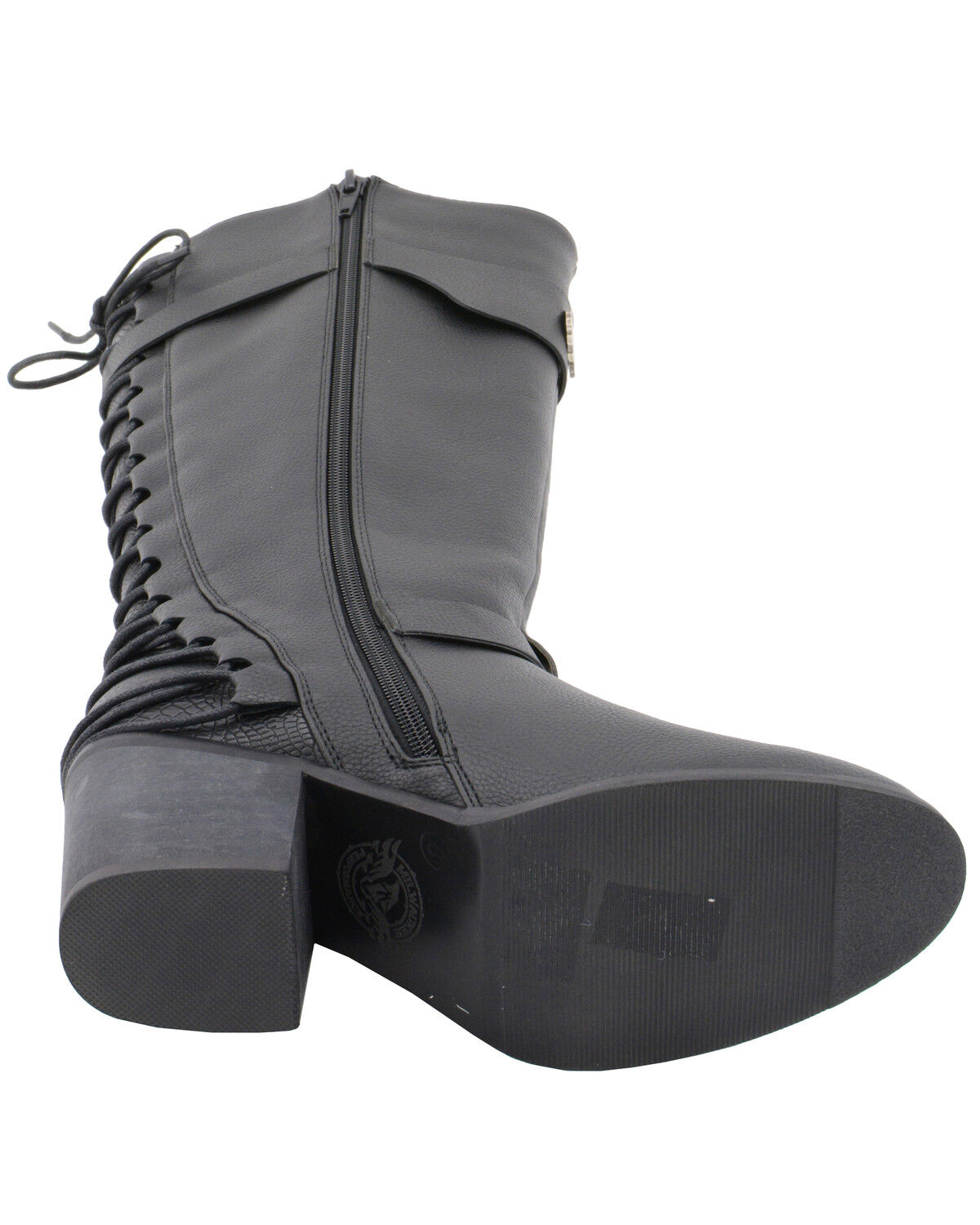 Image #6 - Milwaukee Leather Women's Back End Laced Riding Boots - Round Toe, Black, hi-res
