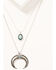 Image #1 - Prime Time Jewelry Women's Silver Crescent Horn & Turquoise Pendant Layered Necklace Set, Silver, hi-res