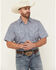 Image #1 - Ely Walker Men's Paisley Print Short Sleeve Snap Western Shirt, Navy, hi-res