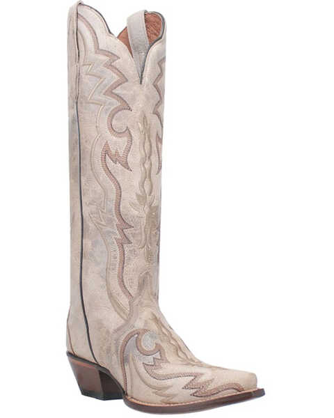 Image #1 - Dan Post Women's 16" Triad Silvie Tall Western Boots - Snip Toe , Ivory, hi-res