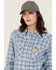 Image #2 - Wrangler Women's FR Riverside Plaid Print Long Sleeve Snap Work Shirt - Plus, Blue, hi-res