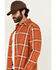 Image #2 - Brothers and Sons Men's Hatch Plaid Print Long Sleeve Button-Down Stretch Western Shirt, Dark Orange, hi-res