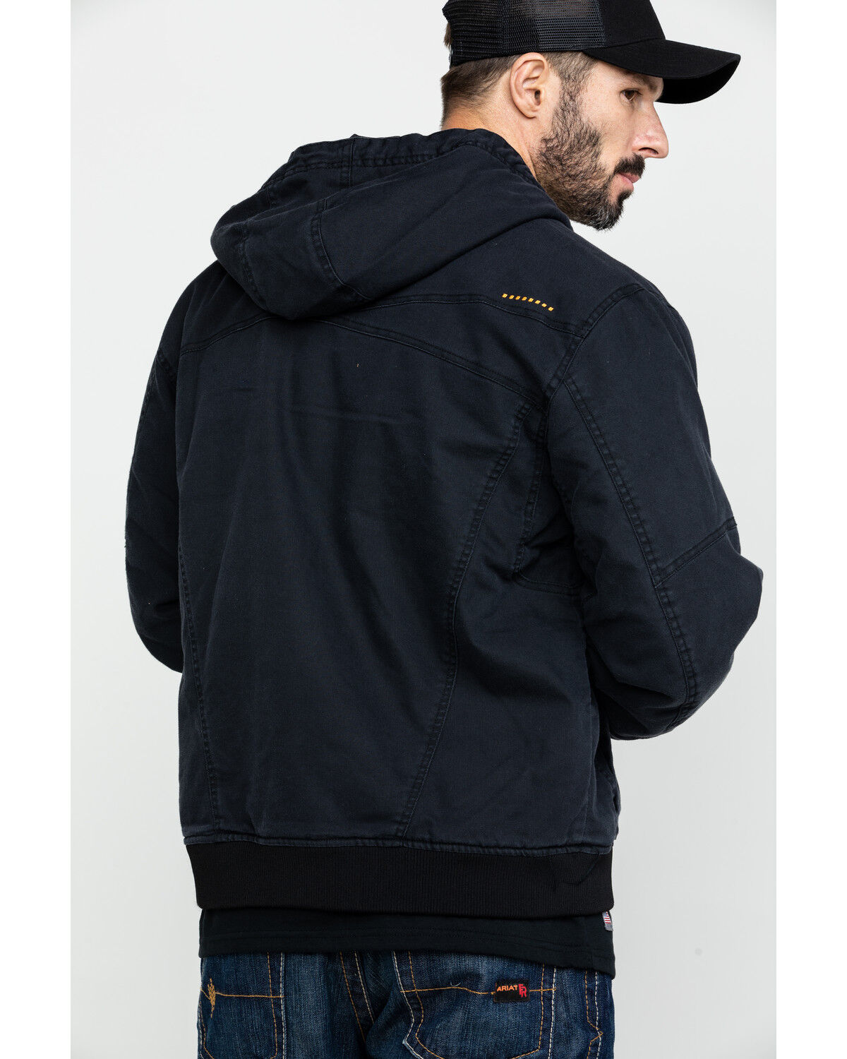 Image #2 - Ariat Men's Black Rebar Washed Dura Canvas Insulated Work Coat, Black, hi-res