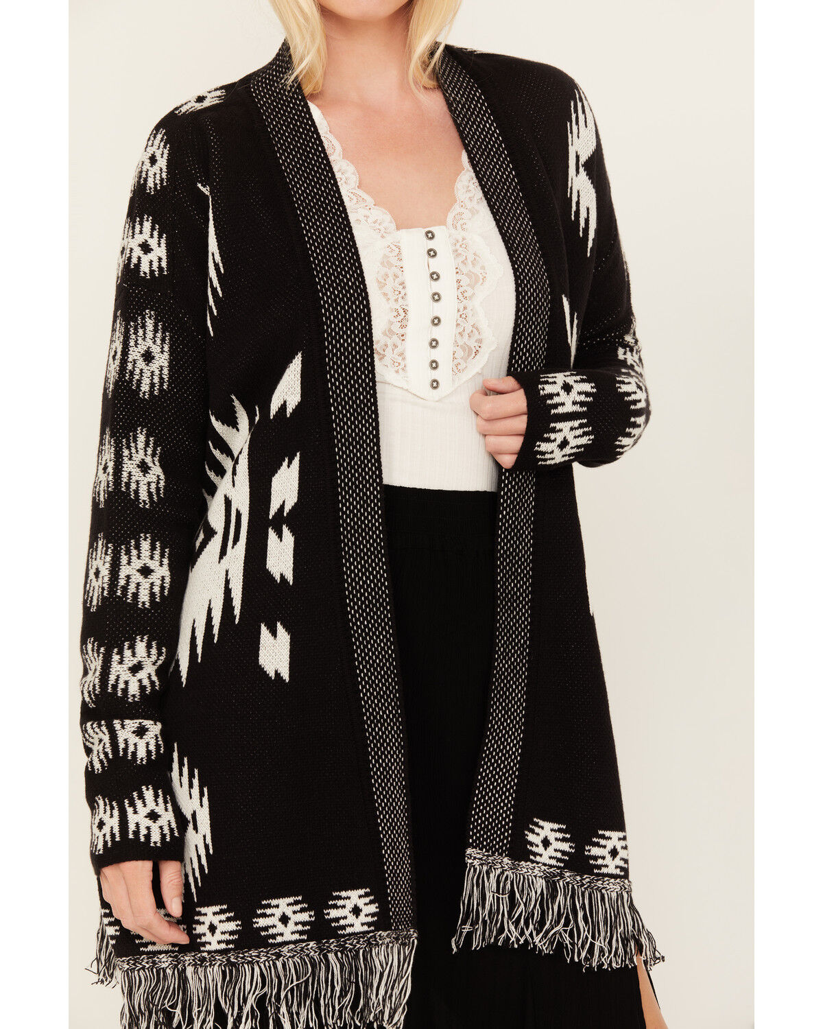 Image #3 - Idyllwind Women's Mamie Southwestern Print Cardigan, Black, hi-res