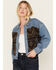 Cleo + Wolf Women's Medium Wash Denim and Blanket Jacket, Medium Wash, hi-res