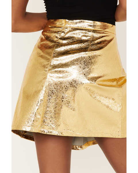 Image #4 - Molly Bracken Women's Metallic Mini Skirt, Gold, hi-res