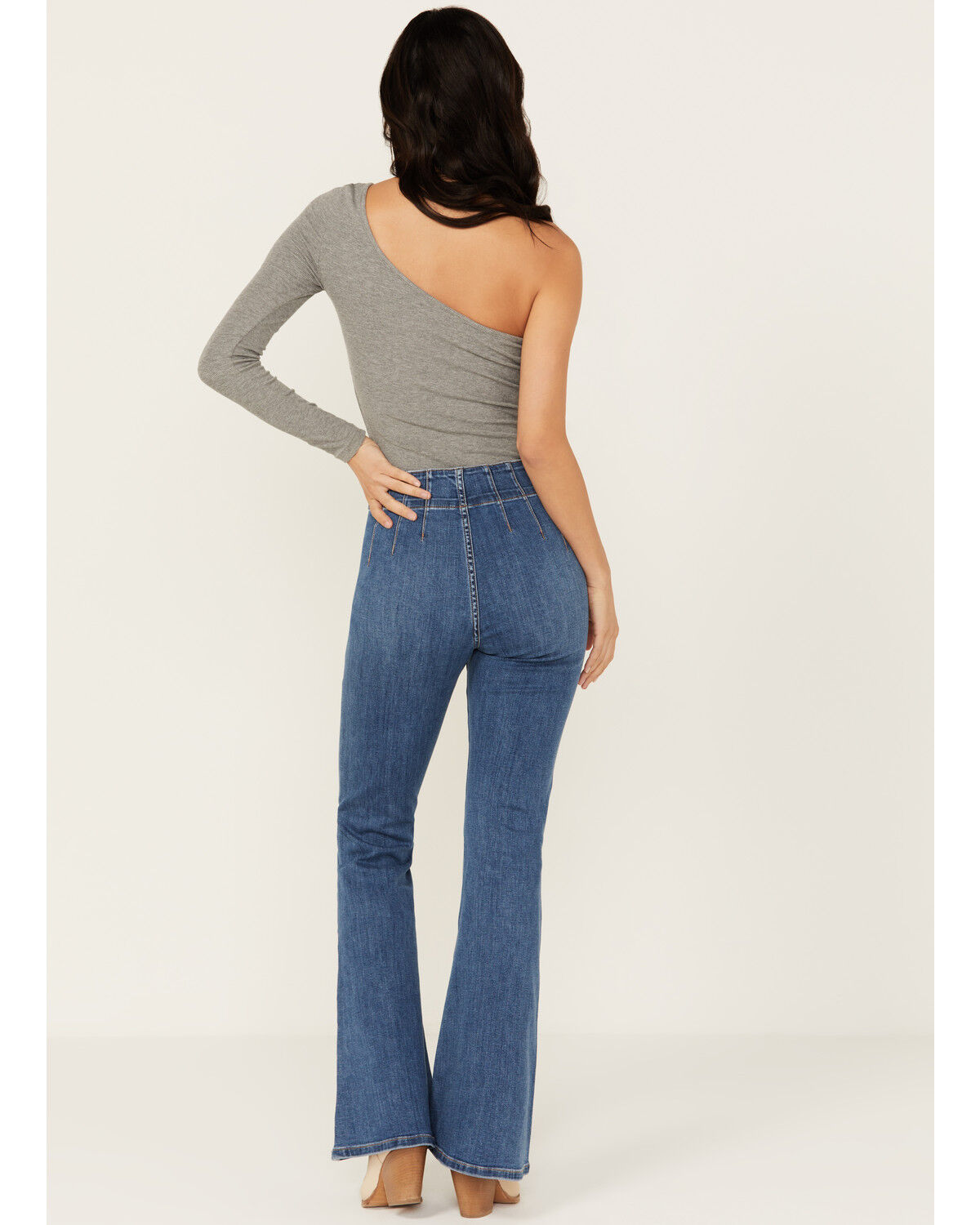 Image #3 - Sneak Peek Women's Dark Wash Pull-On Stretch Flare Jeans, Dark Wash, hi-res