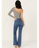Image #3 - Sneak Peek Women's Dark Wash Pull-On Stretch Flare Jeans, Dark Wash, hi-res