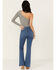 Image #3 - Sneak Peek Women's Dark Wash Pull-On Stretch Flare Jeans , Dark Wash, hi-res