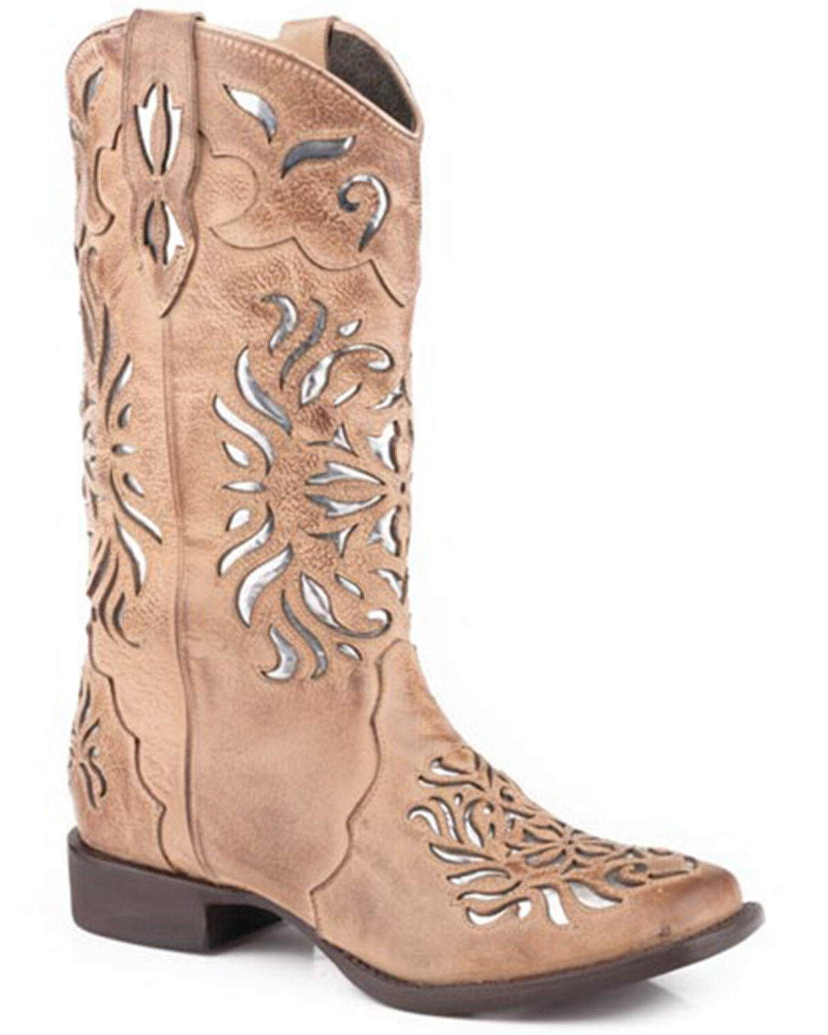 Image #1 - Roper Women's Belle II Western Boots - Broad Square Toe, Tan, hi-res