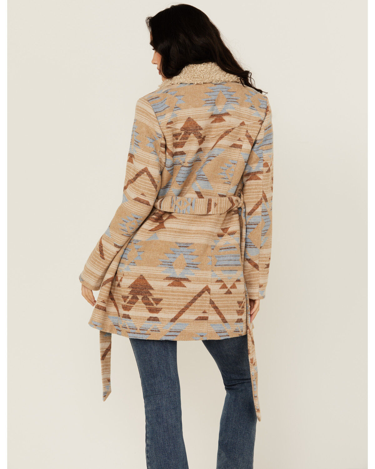 Image #5 - Idyllwind Women's Lynn Southwestern Print Fur Collar Shacket, Sand, hi-res