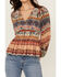 Image #3 - Shyanne Women's Southwestern Print Long Sleeve Crepe Shirt, Navy, hi-res