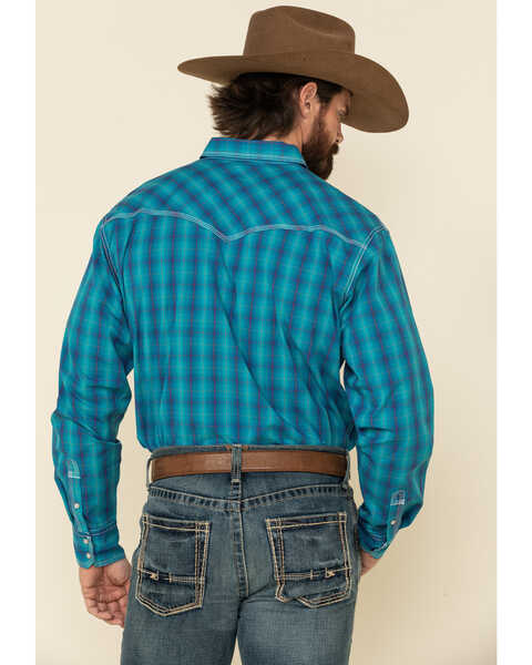 Wrangler 20X Men's Advanced Comfort Plaid Print Long Sleeve Western Shirt , Blue, hi-res