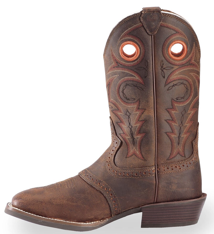 Justin Silver Saddle Vamp Cowboy Boots Square Toe Sheplers
