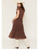Image #4 - Ash & Violet Women's Polka Dot Ruffle Smocked Waist Midi Dress, Brown, hi-res