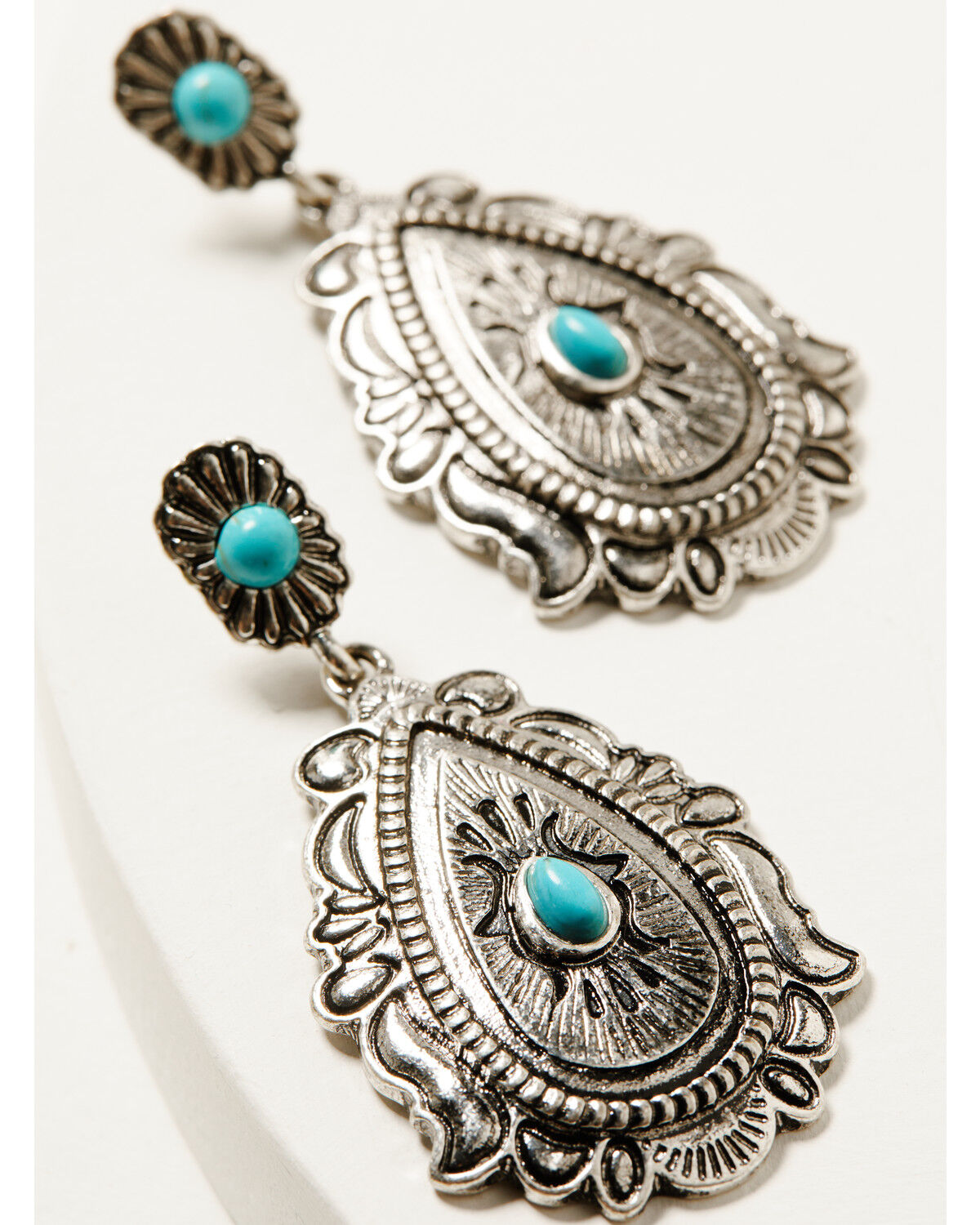 Image #2 - Shyanne Women's Frontier Antique Teardrop Turquoise Earrings, Silver, hi-res