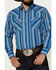 Image #3 - Ely Walker Men's Serape Striped Long Sleeve Pearl Snap Western Shirt, Royal Blue, hi-res