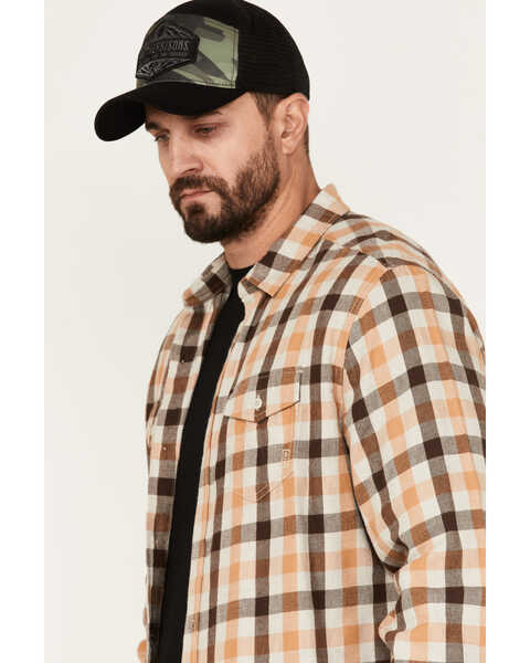 Image #2 - Brothers and Sons Men's Plaid Print Long Sleeve Button Down Flannel Shirt, Sand, hi-res