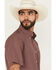 Image #2 - Cinch Men's Geo Print Short Sleeve Button-Down Performance Stretch Western Shirt, Burgundy, hi-res